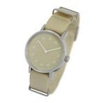 Brushed Round Basic w/ Beige Nylon Strap // Beige Dial