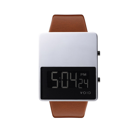 LCD Watch // Polished w/ Rust Leather Strap