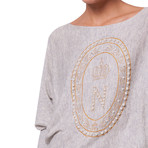 Knitted Pearls Applique Jumper // Light Grey