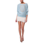 Knitted Pearls Applique Jumper // Blue