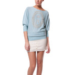 Knitted Pearls Applique Jumper // Blue