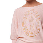 Knitted Pearls Applique Jumper // Pink