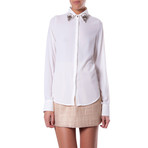 Strass Shirt w/ Embellished Collar // White (S)