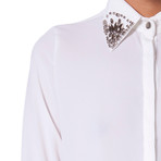 Strass Shirt w/ Embellished Collar // White (S)