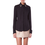 Strass Shirt w/ Embellished Collar // Black (S)