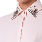 Strass Shirt w/ Embellished Collar // Nude (S)