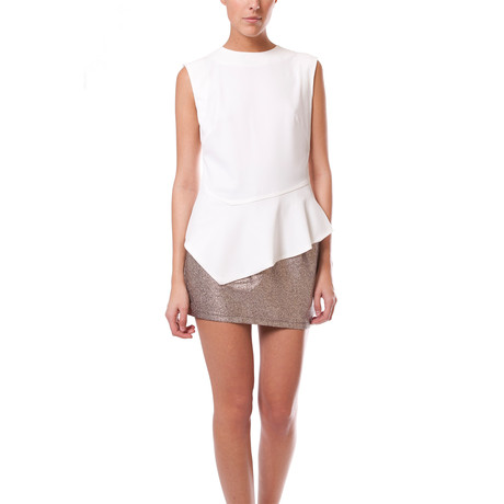 Asymmetrical Peplum Top // White (S)