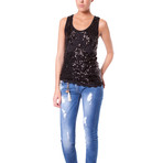 Sequin Racer-Back Tank  // Black (S)