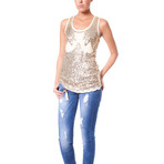 Sequin Racer-Back Tank // Gold (S)