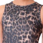 Leopard Print Skater Dress // Grey (S)