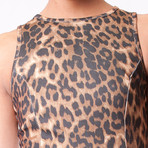 Leopard Print Skater Dress // Brown (S)