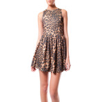 Leopard Print Skater Dress // Brown (S)