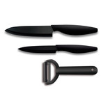 Black Ceramic Blade Knives + Peeler // Set of 3