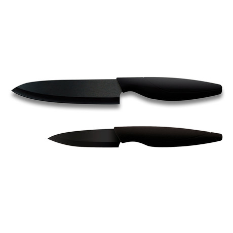 Black Ceramic Blade Knives // Chef's Knife + Paring Knife