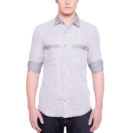 Stripe Work Shirt // Blue & Grey (S)