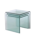 Bent Glass Nesting Tables // Set of 3 