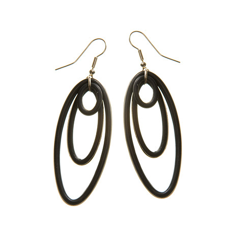 Earrings // Oval Petals  (Black)