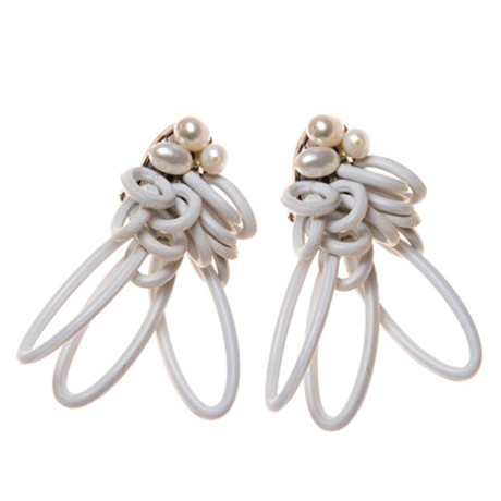 Earrings // White Petals + Freshwater Pearls