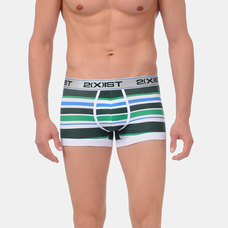 No Show Trunk // Forest Green Stripe 3 Pack (Small: 28-30")