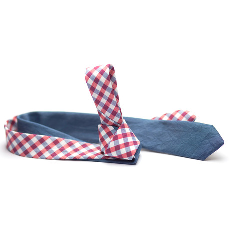 Denim Tie // Big Blue + Red Check 