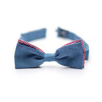 Denim Bow Tie // Small Blue + Red Check 