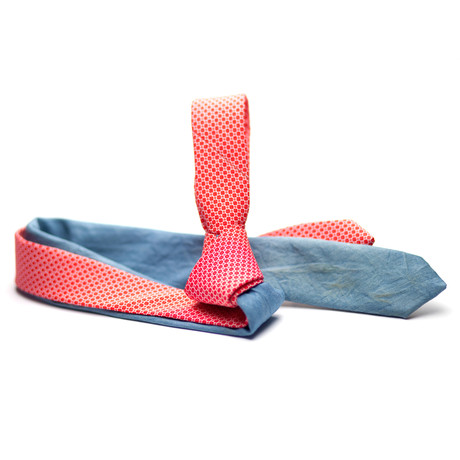 Denim Tie // Small Red Flowers