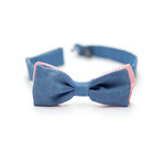 Denim Bow Tie // Light Red Vertical Lines