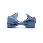 Denim Bow Tie // Small Blue Flowers