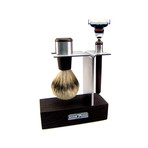 Wenge Wood Shaving Set // Stainless Steel + Mach3 Blades 