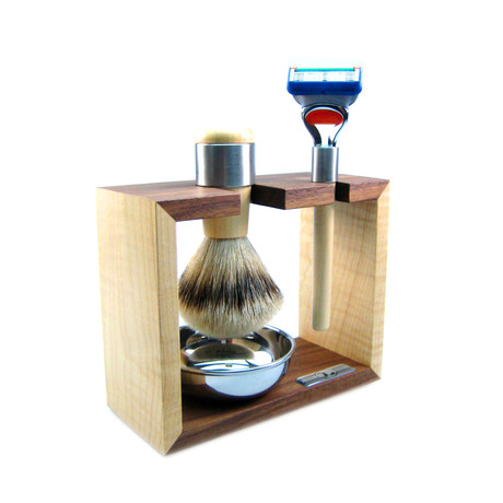 Shaving Set // Maplewood + Walnut w/ Bowl + Fusion Blades 