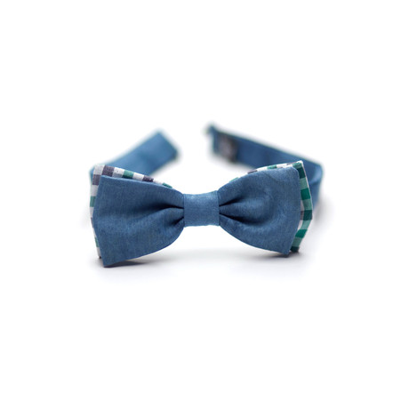 Denim Bow Tie // Blue + Green Check