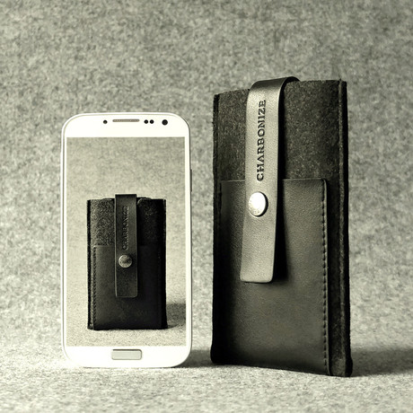 Leather Galaxy S3/S4 Wallet (Black & Charcoal Grey)