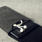 Leather + Wool Felt iPad Mini Sleeve (Black)