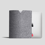 Wool Felt iPad Sleeve // Melange Grey (Red Seam)