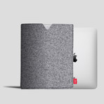 Wool Felt iPad Sleeve // Melange Grey (Red Seam)