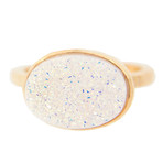 Gold White Shimmer Druzy Kori Ring (Size 5)