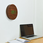 Wall Click Clock (Walnut + Green LED)