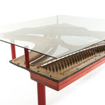 Reclaimed Knabe Piano Table w/ Glass Top
