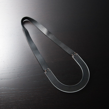 U Shape Necklace // Clear + Leather (Small: 14.5"L x 5.5"W x .25"H)