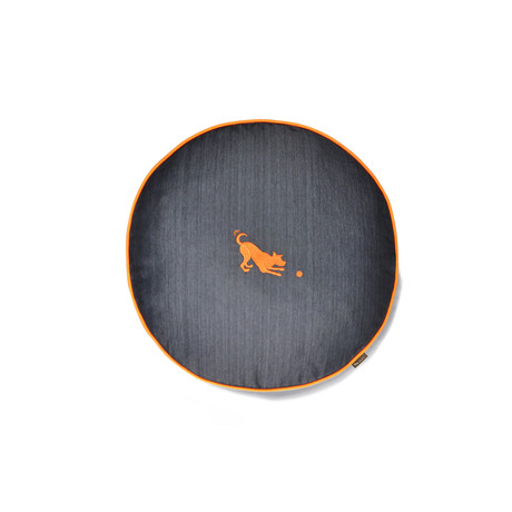Round Bed // Denim + Orange (Small (27.5" dia x 4.5"H))