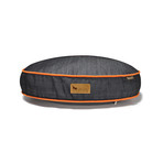 Round Bed // Denim + Orange (Small (27.5" dia x 4.5"H))