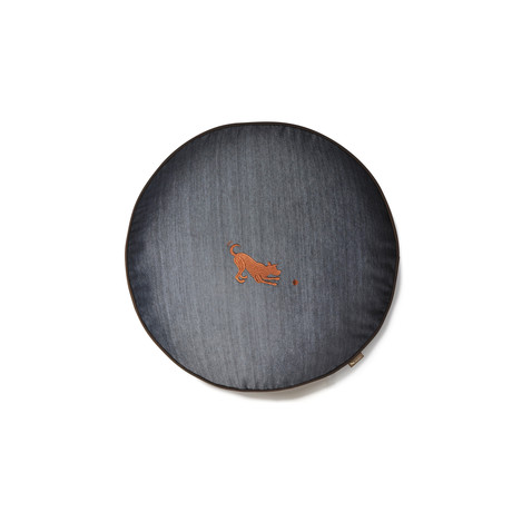 Round Bed // Denim + Brown (Small (27.5" dia x 4.5"H))