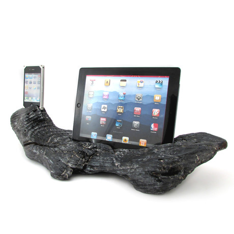 Charcoal Driftwood // iPad Stand + iPhone 4 Dock