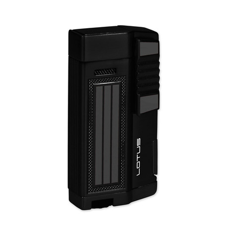 Lotus Droid Twin Torch Lighter with Punch (Anodized Black & Light Gray Polish)