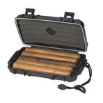 Lotus Travel Humidor Gift Set // Humidor, Lighter & Cigar Cutter (Brushed Chrome)