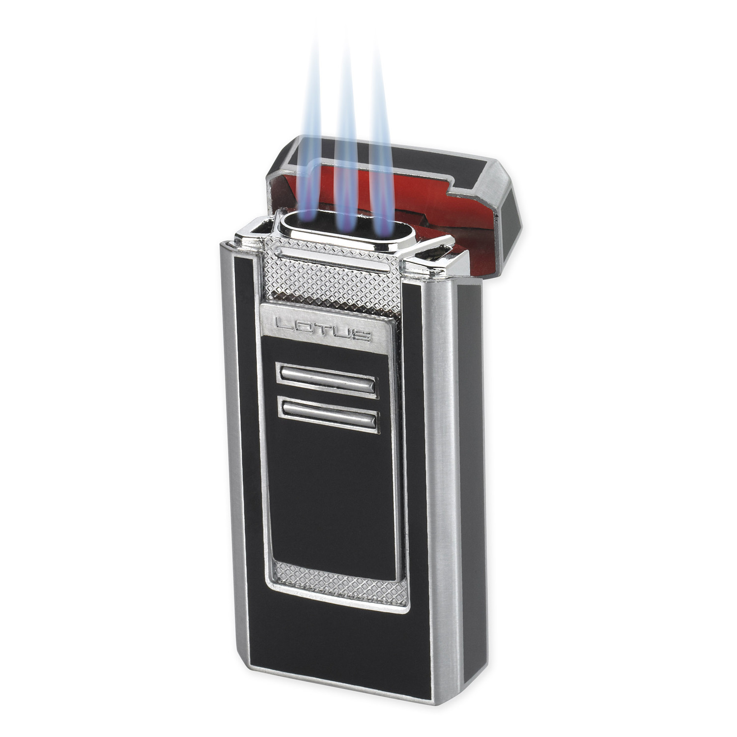 Commander 46 Lighter w/ Cigar Punch // Black & Chrome (Glossy Black