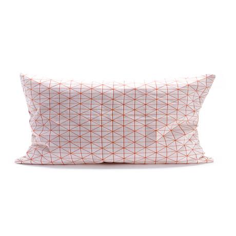 Geo Origami Pillow Cover // Orange + White (24''L x 12''H)