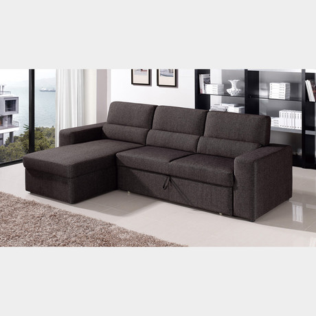 Clubber Sleeper Sectional (Left Chaise: Black/Brown)