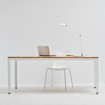 Sustain Bamboo Table // White Frame (Neopolitan Bamboo Top)