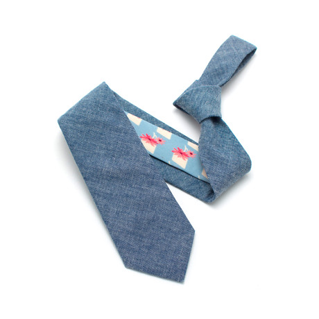 Classic Necktie // Navy Chambray + Diamond Check Floral